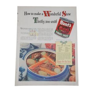 Hunts Tomato Sauce Magazine Advertisement Color 1948 Canned Goods Food Vintage